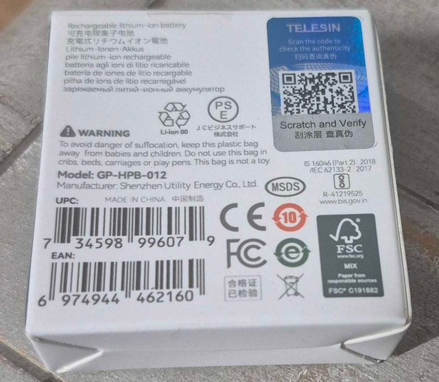 Telesin Stamina Battery for GoPro Hero 12/11/10/9 - photo 2