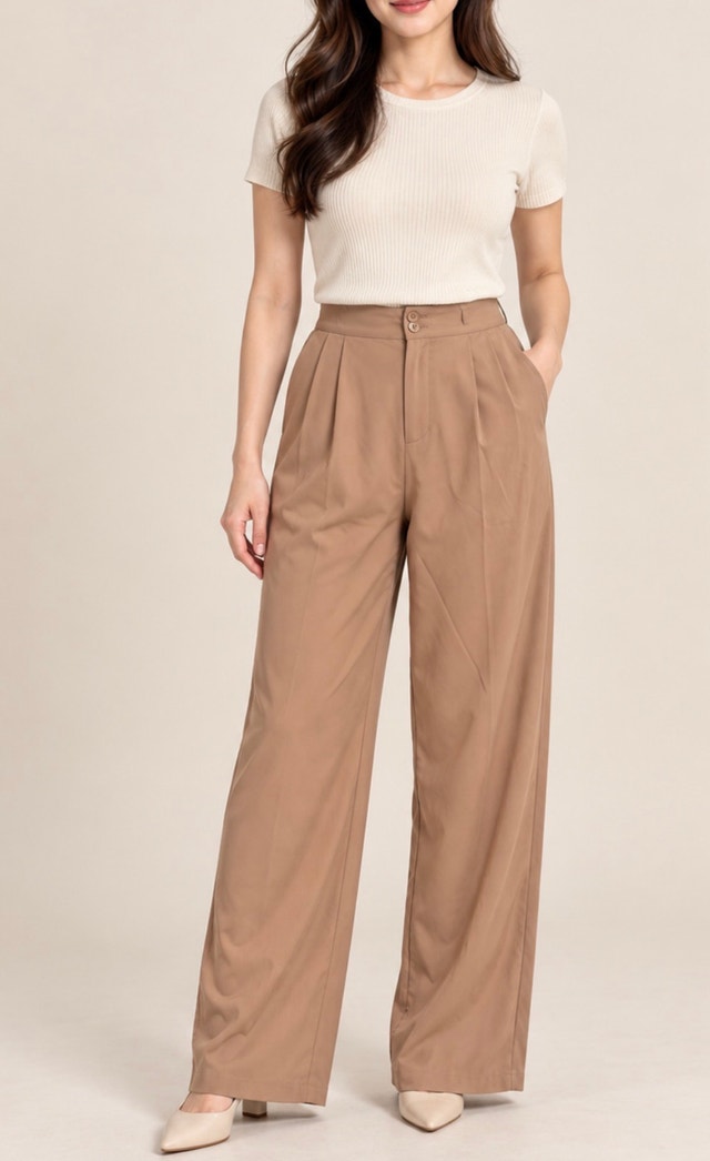 Beige Halara High Waisted Wide Leg Pants - Size L