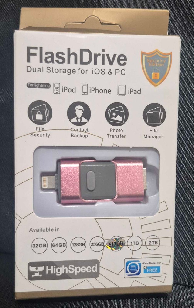 HighSpeed 512GB FlashDrive for iOS and PC