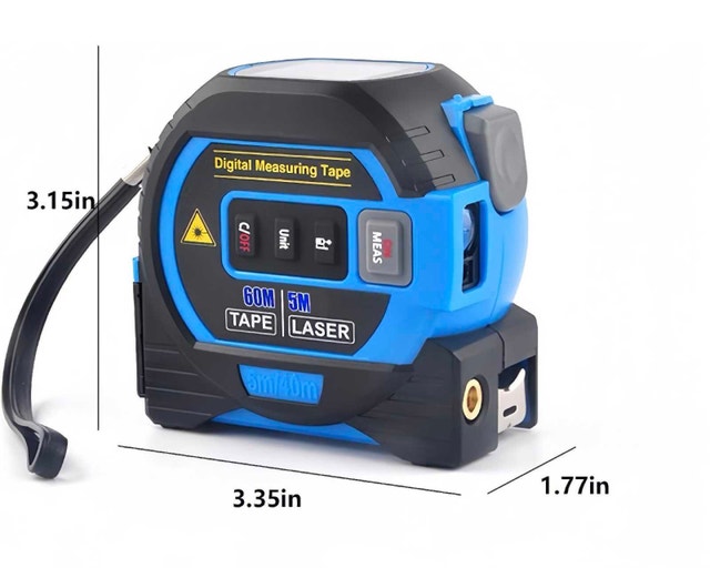 3-in-1 Digital Laser Tape Measure, 196Ft/60m - photo 2
