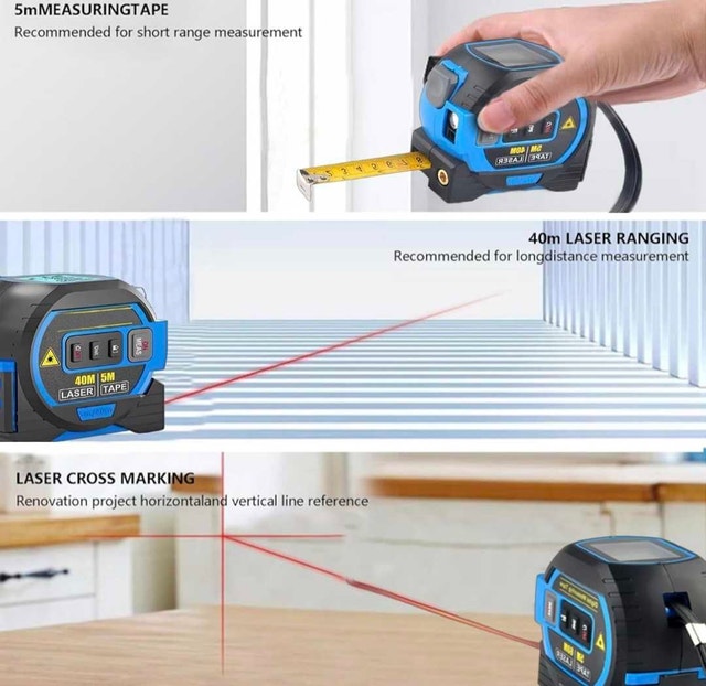 3-in-1 Digital Laser Tape Measure, 196Ft/60m - photo 4