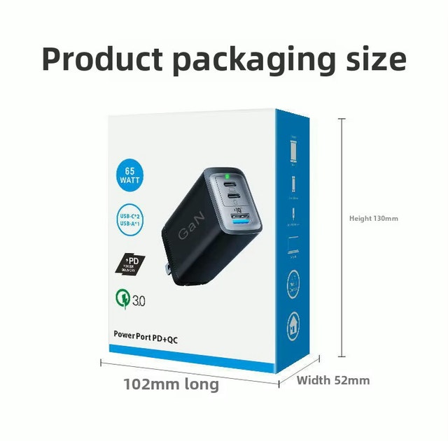 65W GaN 3-Port USB Charger