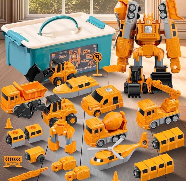 35 PCS Magnetic Transform Engineering Robot Car Vehicle Set - photo 2