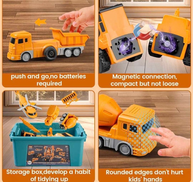 35 PCS Magnetic Transform Engineering Robot Car Vehicle Set - photo 3