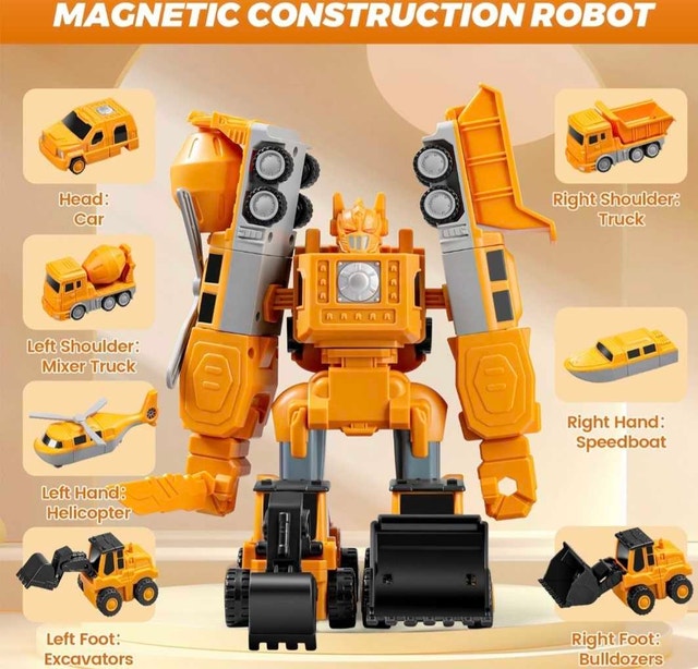 35 PCS Magnetic Transform Engineering Robot Car Vehicle Set - photo 4
