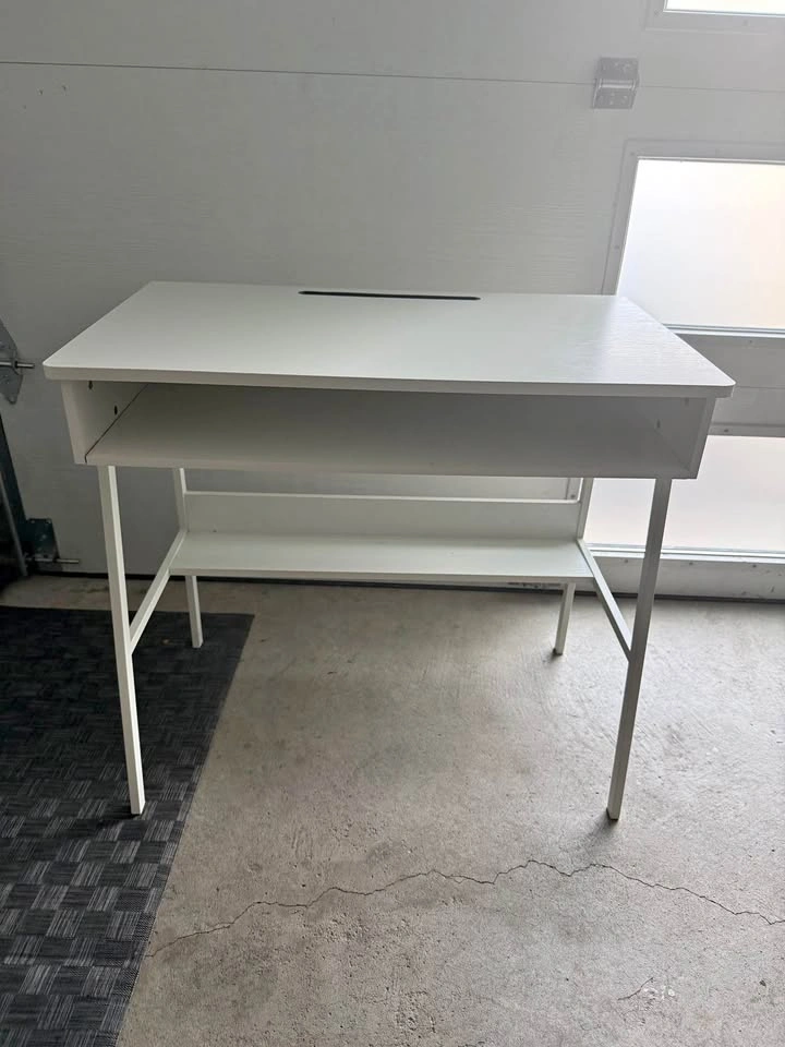 White Study / Office Desk with Lower Shelf