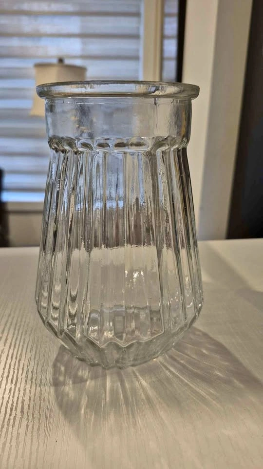 Clear Ribbed Glass Vase - Modern Decorative Flower Vase