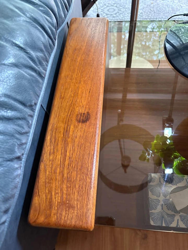 Mid-Century Modern Teak Side Table with Smoked Glass Top - photo 3