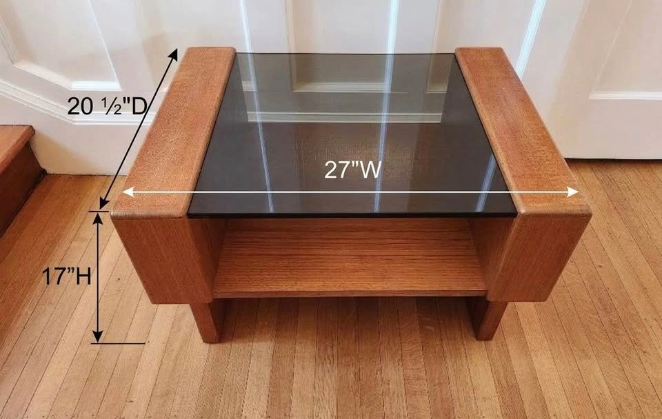 Mid-Century Modern Teak Side Table with Smoked Glass Top - photo 5