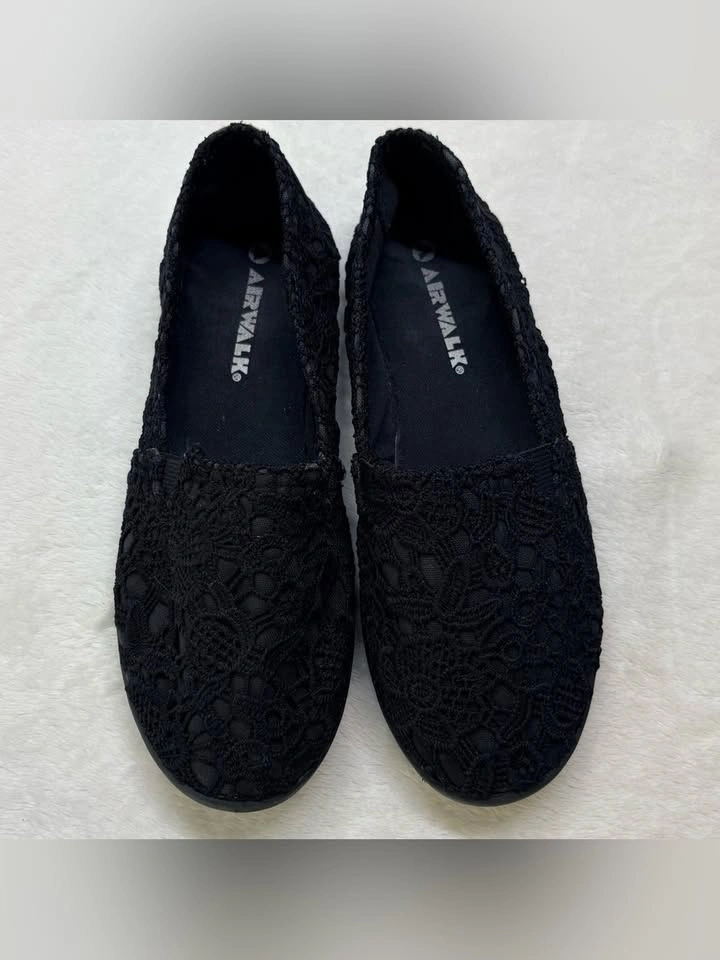 Airwalk Black Lace Slip On Flats Casual Walking Shoes Womens Siz - photo 3