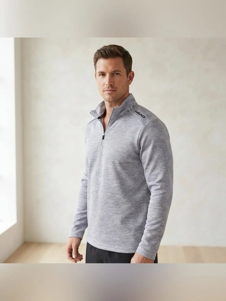 Head Heather Grey Quarter Zip Long Sleeve Athletic Top Mens S