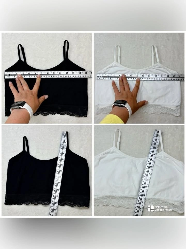 Primark Love To Lounge Crop Tops Black White Lace Shelf Bra - photo 2