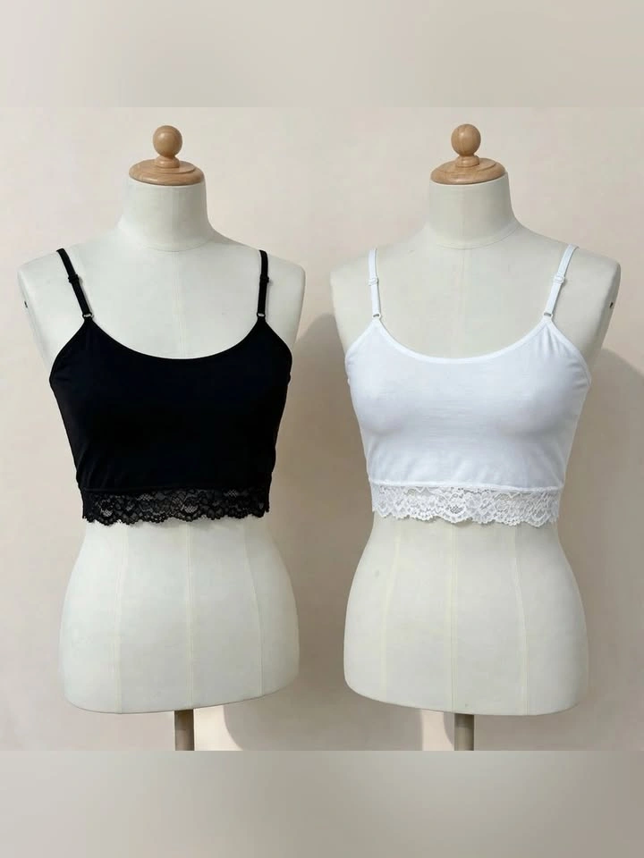 Primark Love To Lounge Crop Tops Black White Lace Shelf Bra