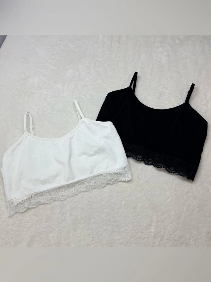 Primark Love To Lounge Crop Tops Black White Lace Shelf Bra - photo 3