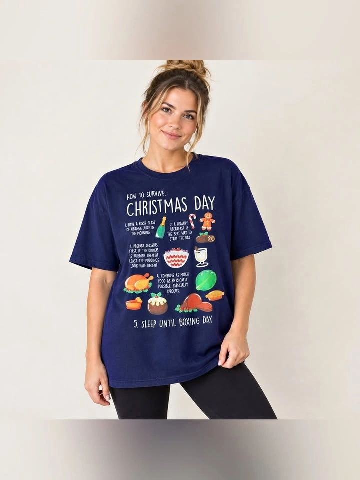 Walnut and 39th Christmas Day Graphic T Shirt Navy Blue XL