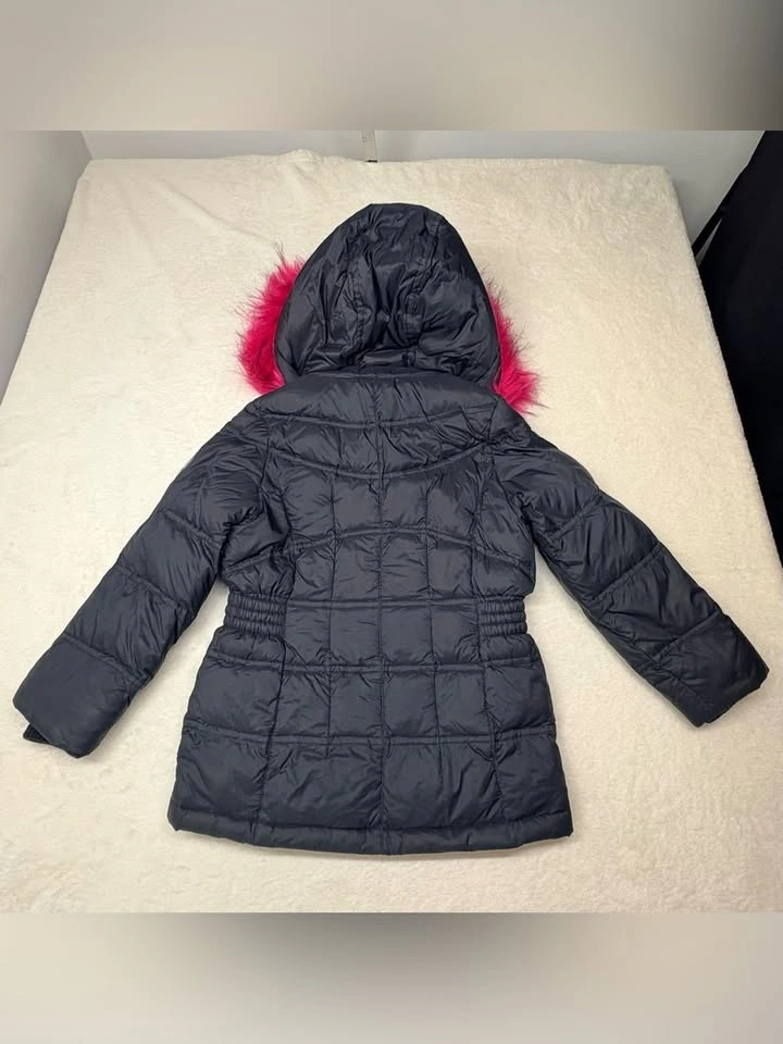 Diesel Kids Black Down Puffer Jacket With Hot Pink Faux Fur Hood - photo 4