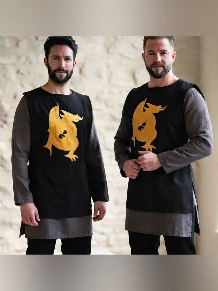 Set of 2 Handmade Medieval Dragon Felt Applique Surcoat