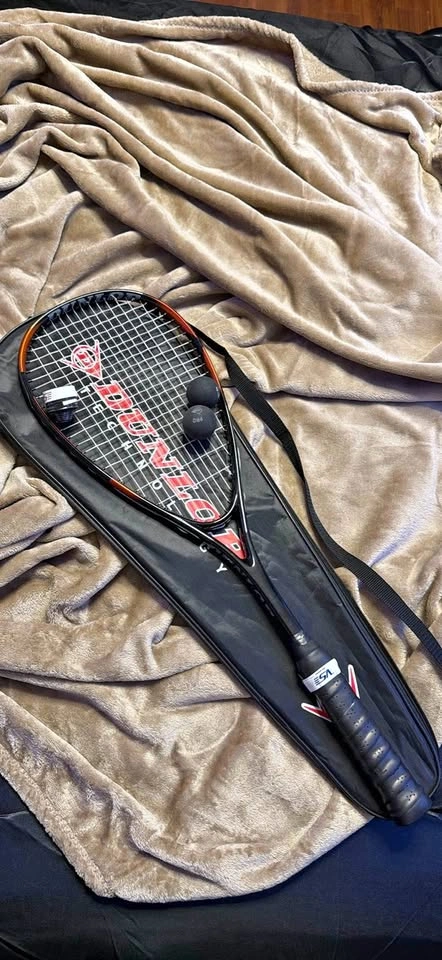 Squash Racket with Balls and Grip