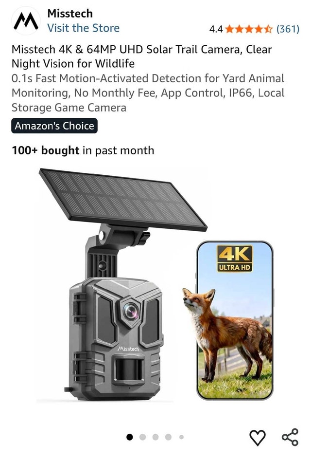 Misstech 4K 64MP Solar Trail Camera