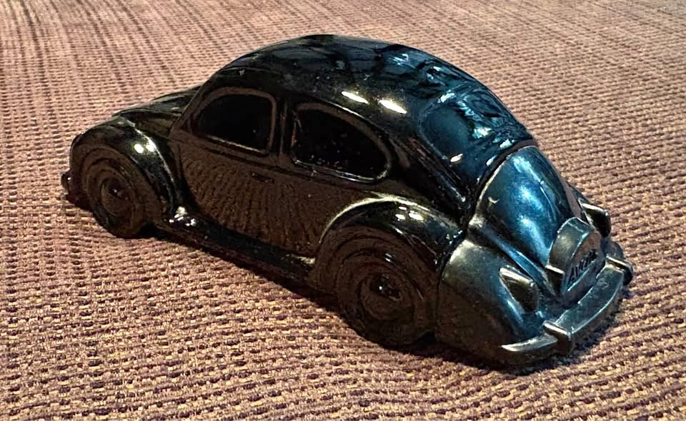 Vintage 1970s Avon Black Glass Volkswagen Beetle Aftershave Bott