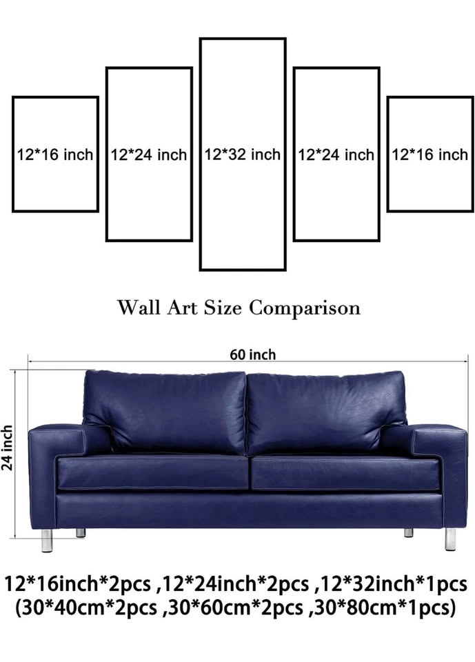 5 Piece Canvas Wall Art Mountain Sunset- NEW - photo 4