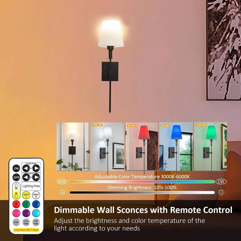 NEW- Set of 2 Battery-Operated Wall Sconces with Remote - photo 3
