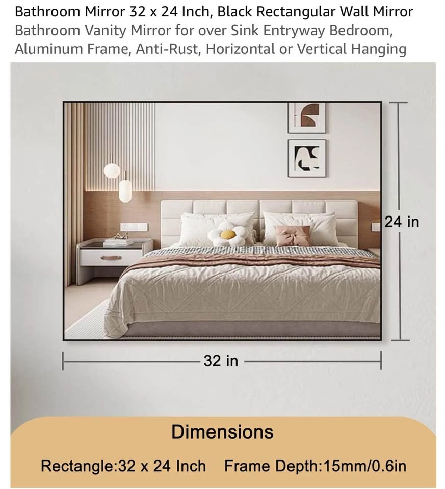 NEW- Bathroom/Wall Mirror 32 x 24 Inch - photo 5