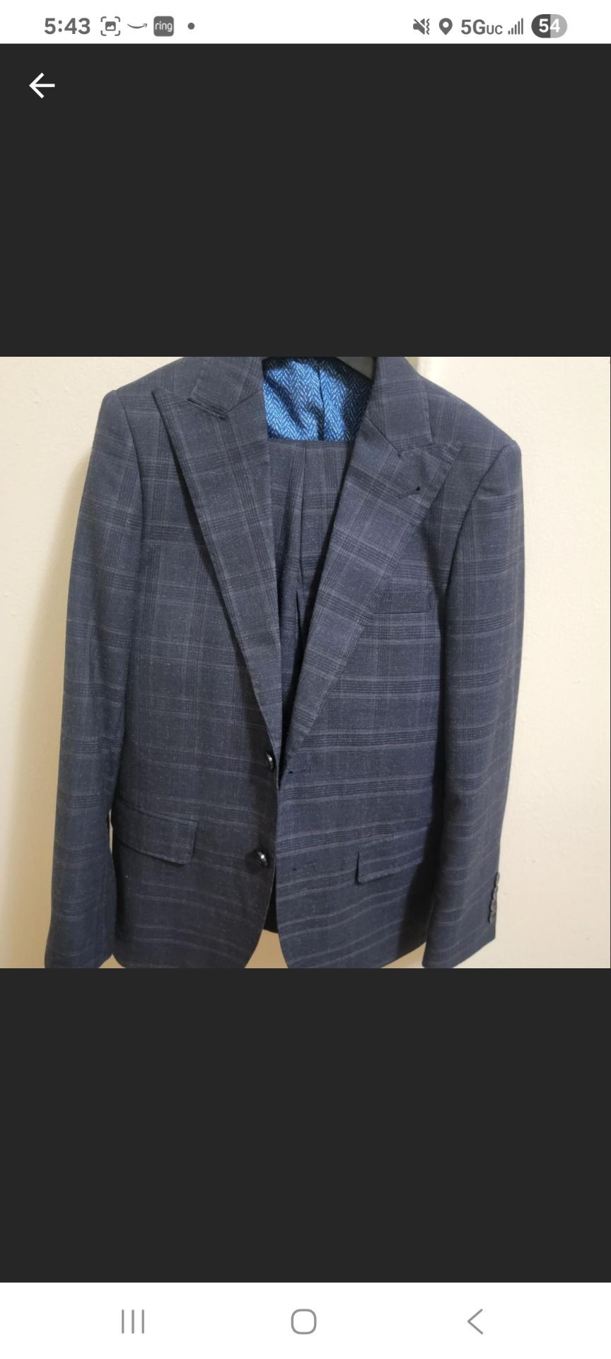 Men's Blue Plaid Suit Jacket with matching pants
