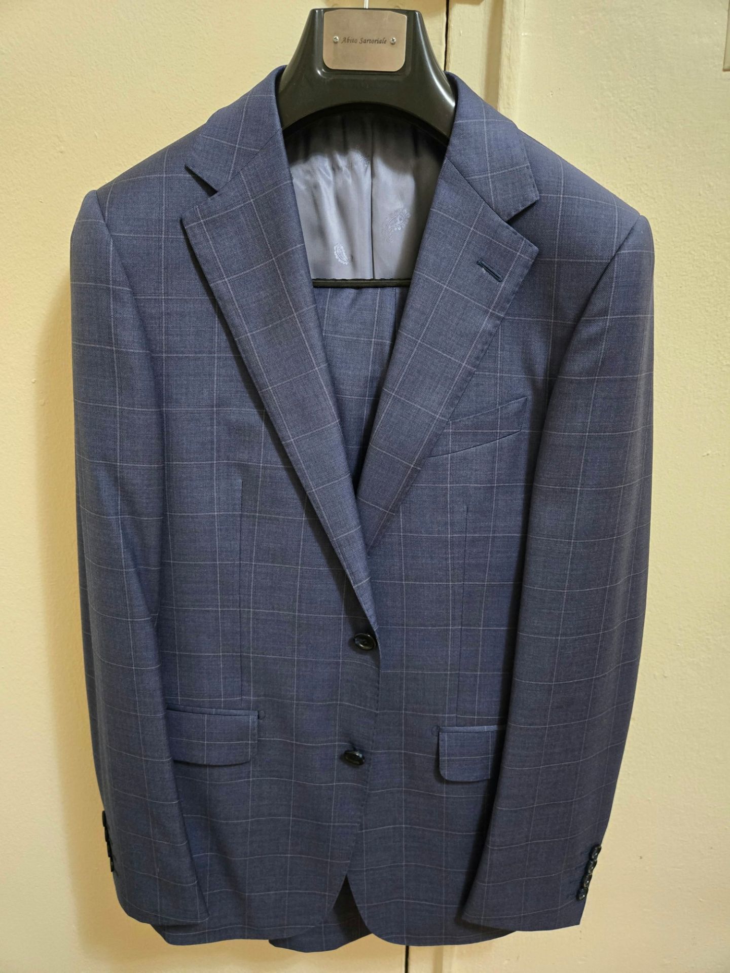 Men's Blue Windowpane Suit Jacket