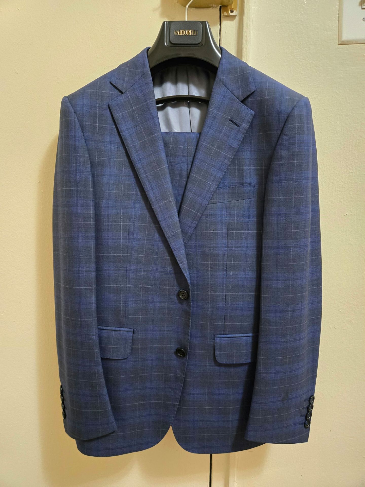 Bartorelli Blue Windowpane Suit Jacket