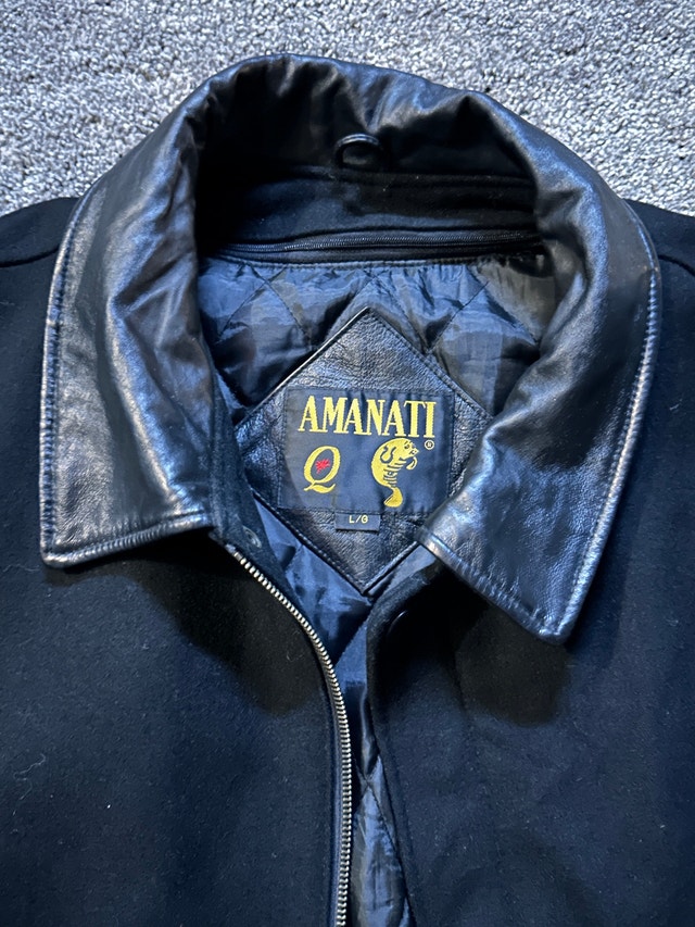 1990s Amanati leather sleeve bomber jacket size L - photo 4