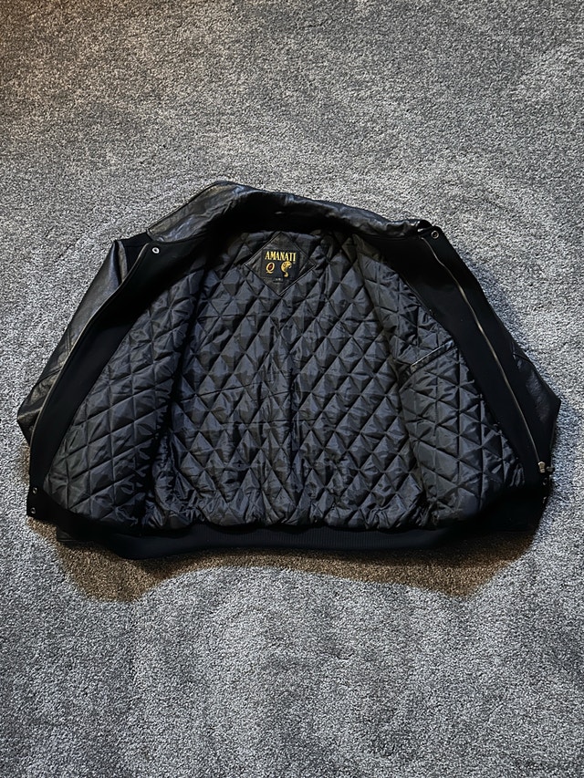 1990s Amanati leather sleeve bomber jacket size L - photo 5