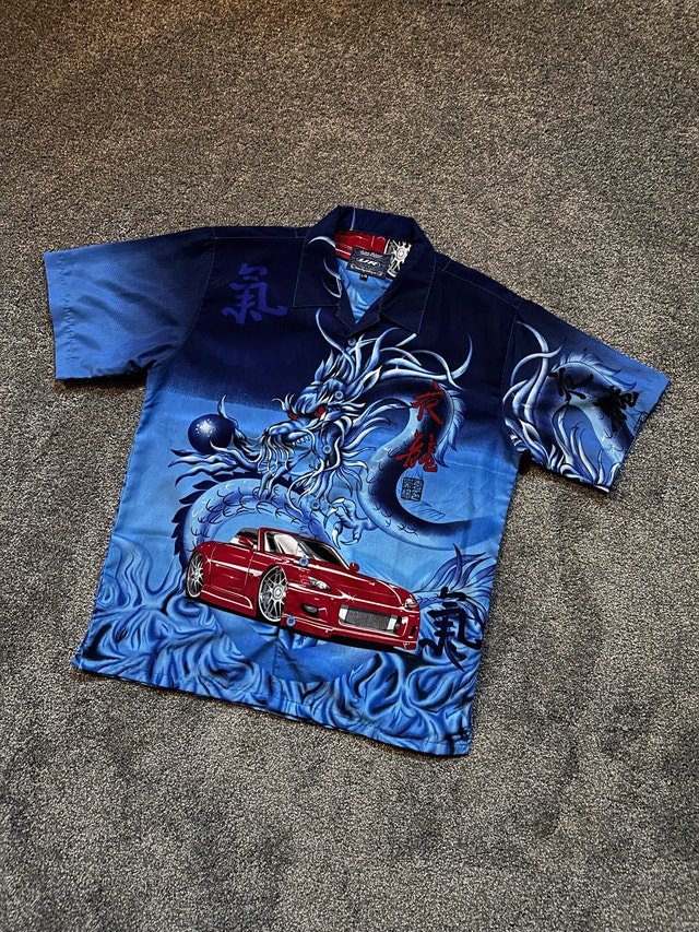 Y2K urban rags dragon button up shirt size XL