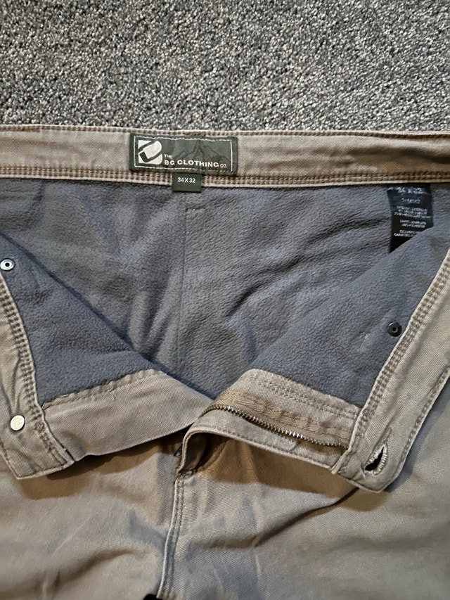 bc clothing insulated lined pants size 34x32 - photo 3