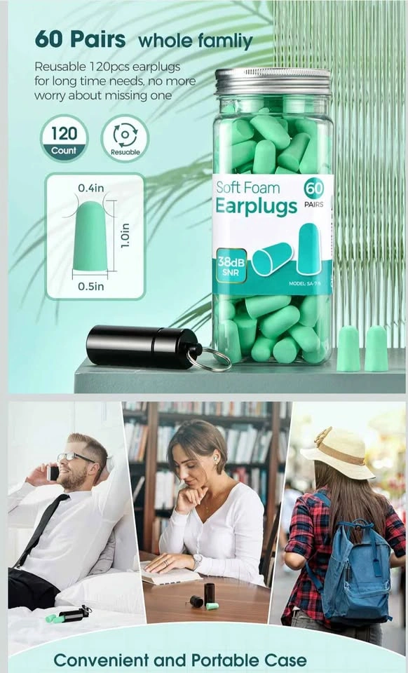 Ultra Soft Noise Cancelling Foam Earplugs - 60 Pairs - photo 3