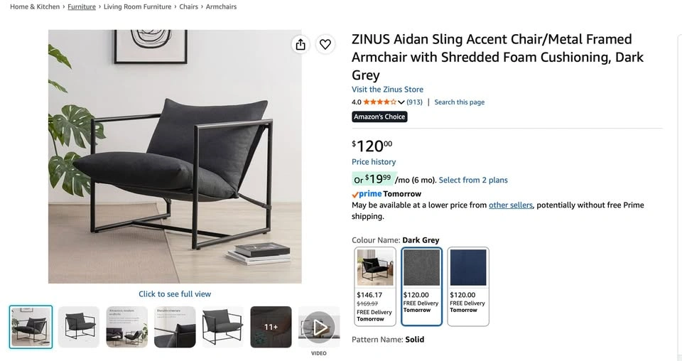 ZINUS Aidan Sling Accent Chair - photo 2