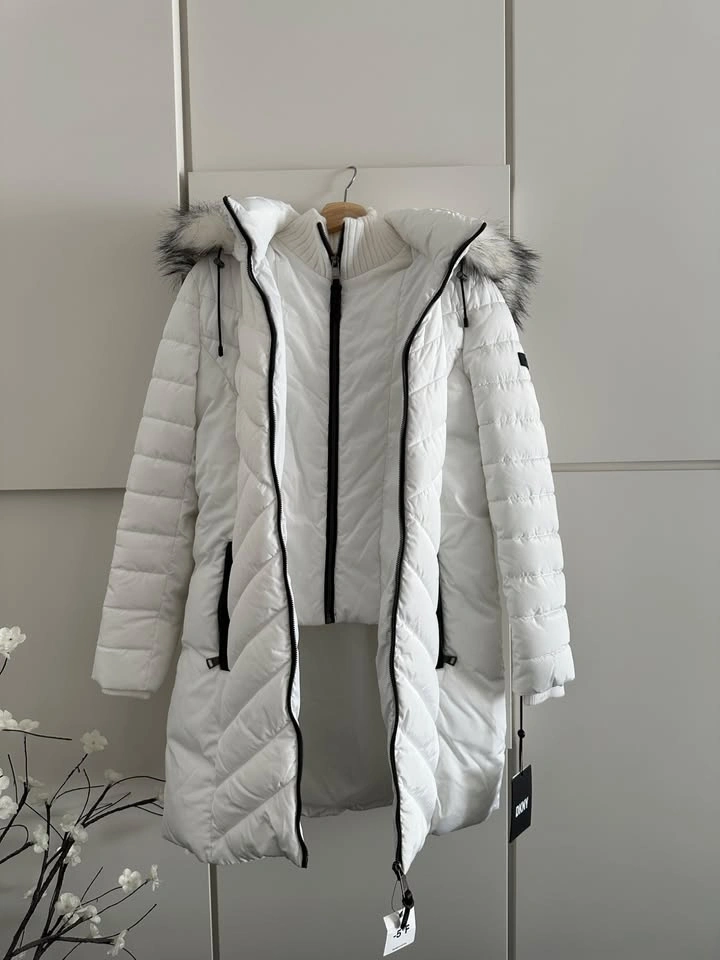 DKNY Winter Puffer Coat Off White – Size S (NWT) - photo 2