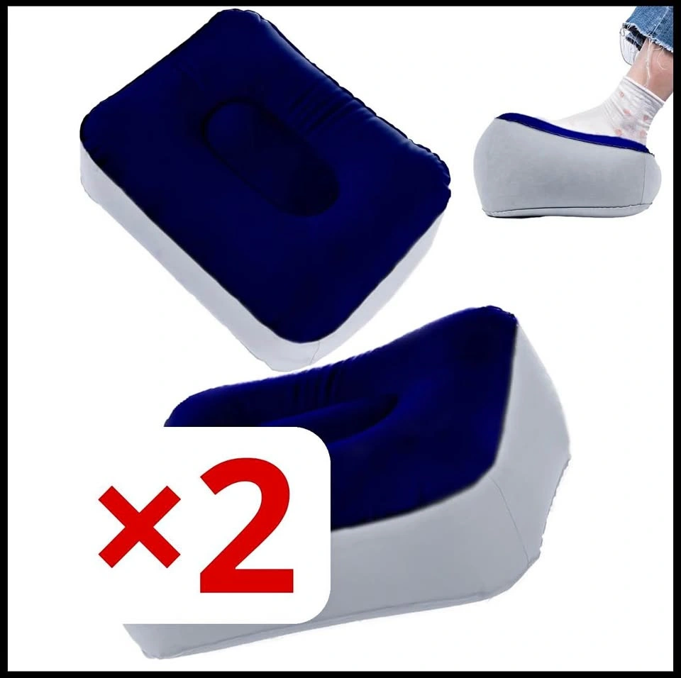 Inflatable Foot Rest for Travel (2 Pack, Grey Blue)