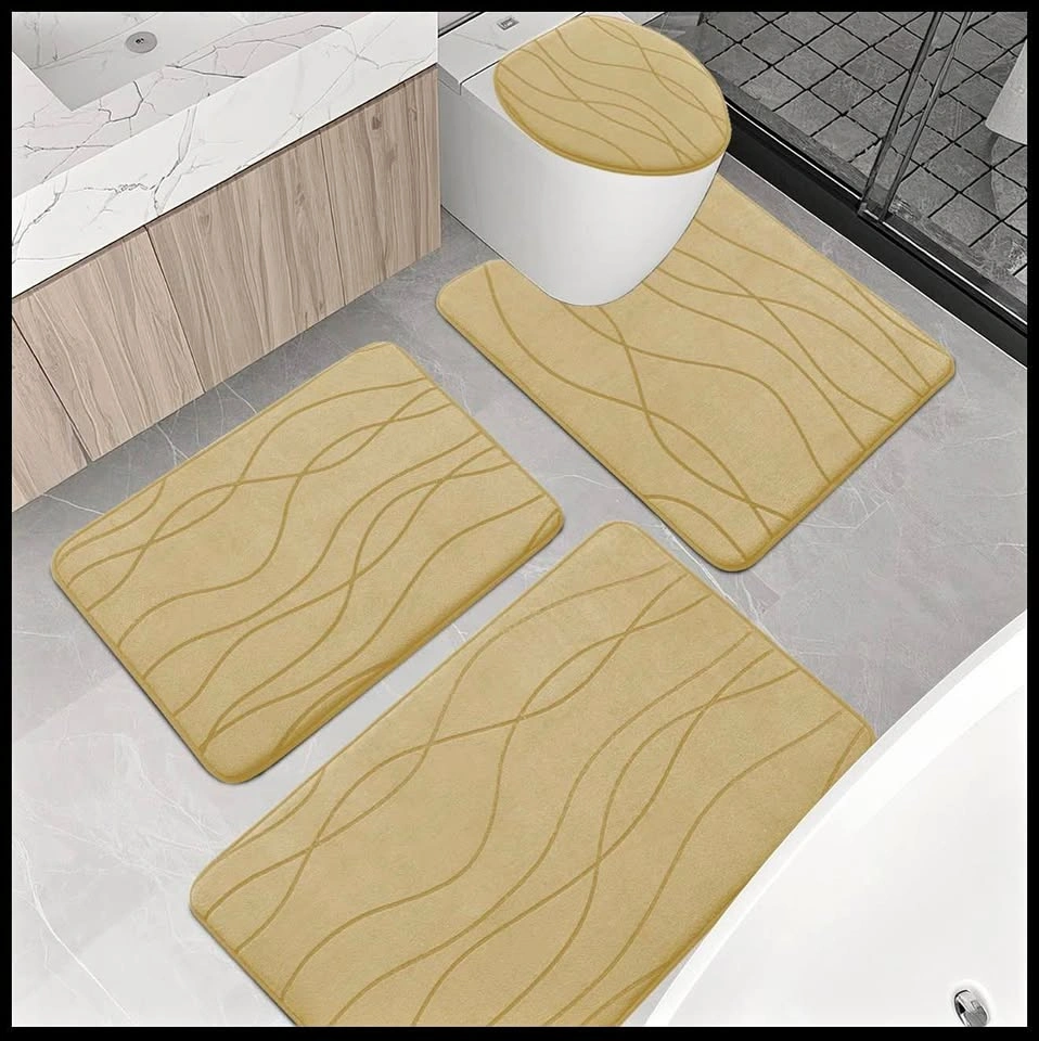 Bath Rug Memory Foam Set 4 Piece, Ultra Absorbent - New