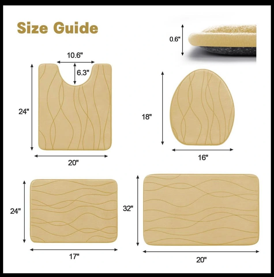 Bath Rug Memory Foam Set 4 Piece, Ultra Absorbent - New - photo 2