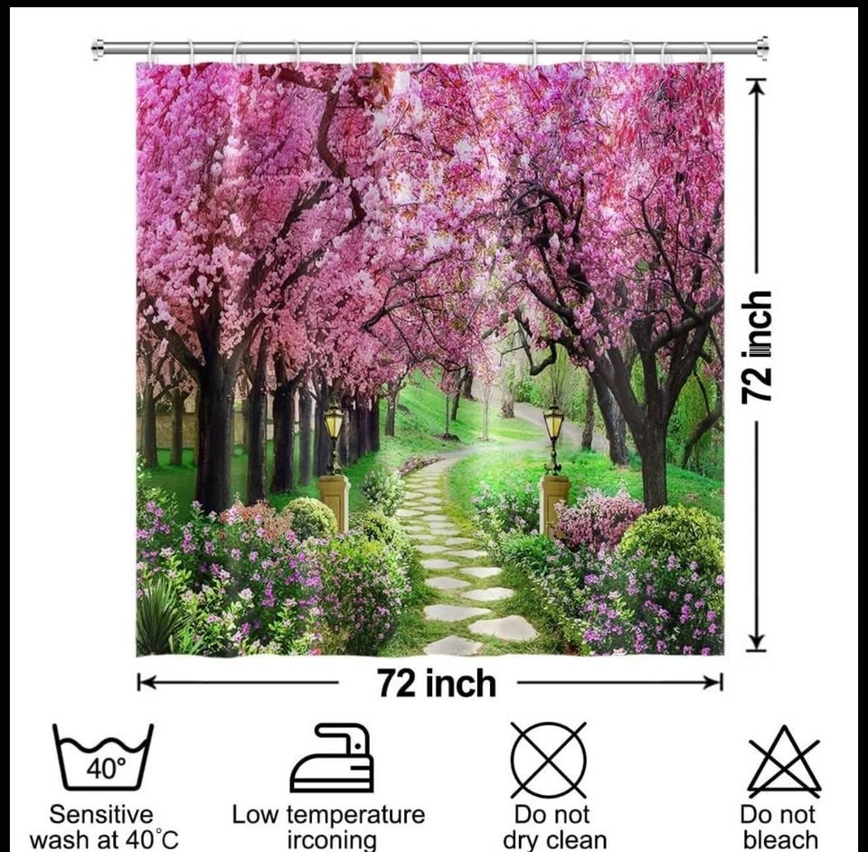 Shower Curtain Pink Floral Trees 72x72 - photo 3