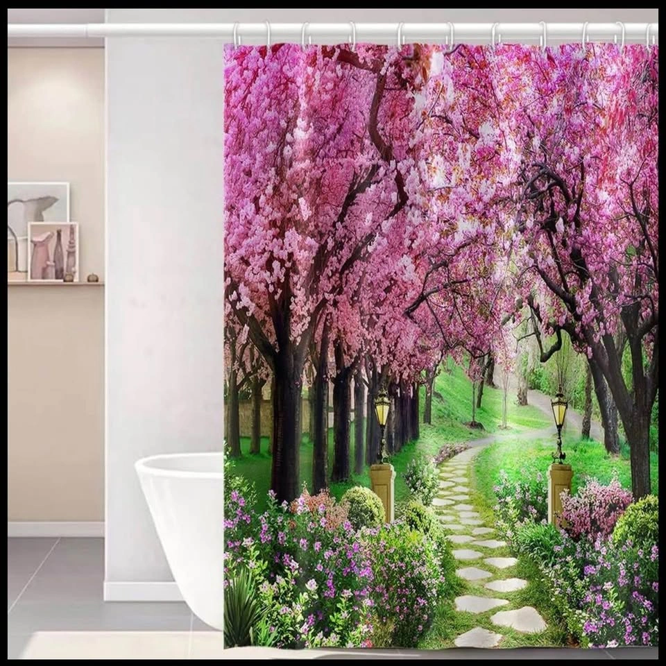 Shower Curtain Pink Floral Trees 72x72 - photo 5