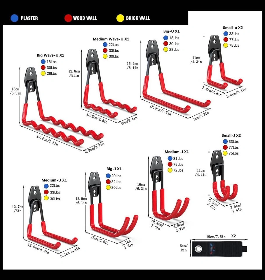 14PC Heavy Duty Garage Wall Hooks and Tool Hangers - photo 3