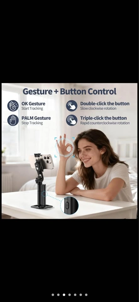 New Auto Face Tracking Phone Tripod 360 Rotation Desk Stand - photo 3