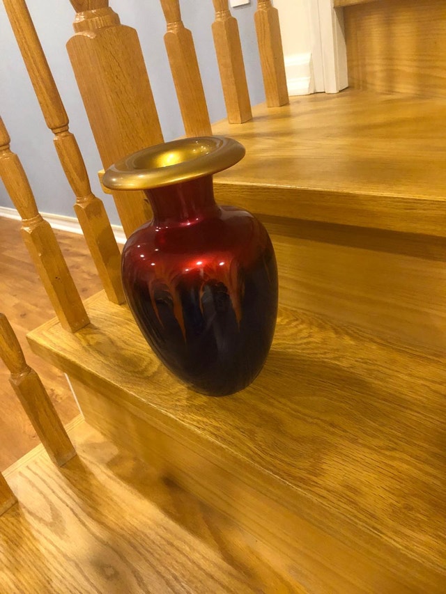 Red and Gold Art Glass Vase - photo 2