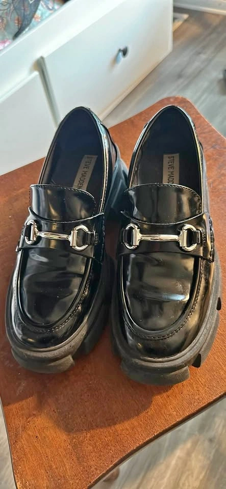 Steve Madden Silver Buckle Loafers