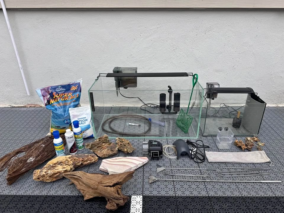 Rimless Glass Aquarium Setup with Accessories plus a small tank