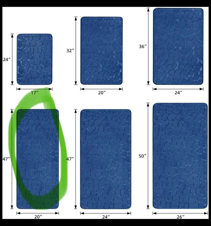 YIHOUSE Memory Foam Bath Rug 20x47, Cobblestone, New - photo 2