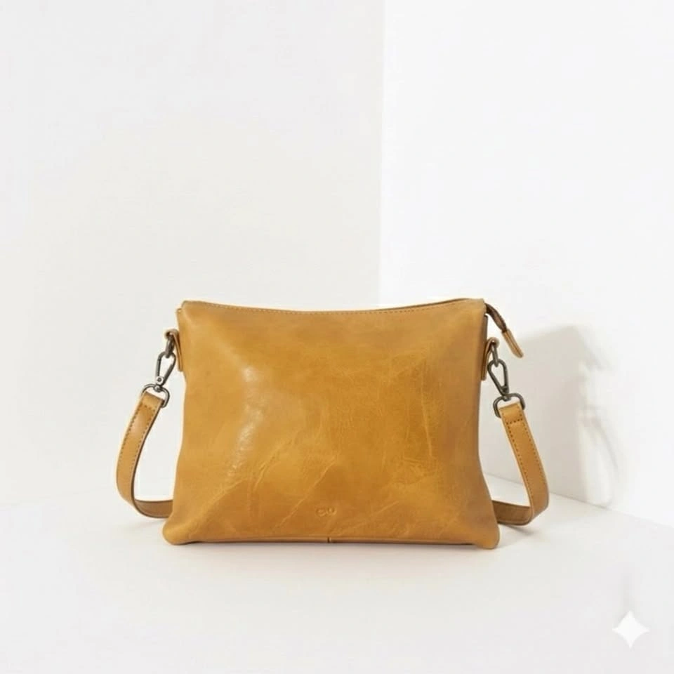 🏈 SQ Mustard Yellow Vegan Leather Hobo Bag, Recycled Interior