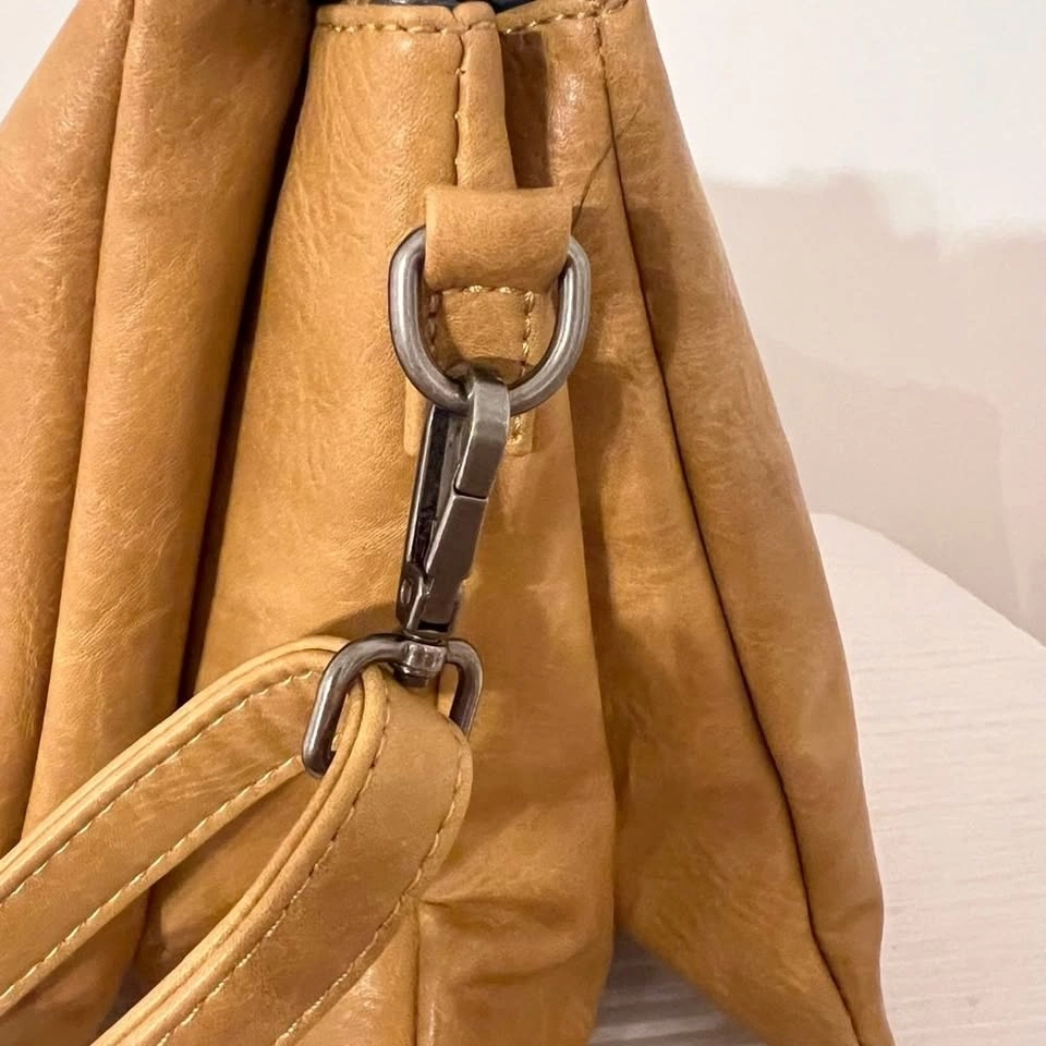 🏈 SQ Mustard Yellow Vegan Leather Hobo Bag, Recycled Interior - photo 5